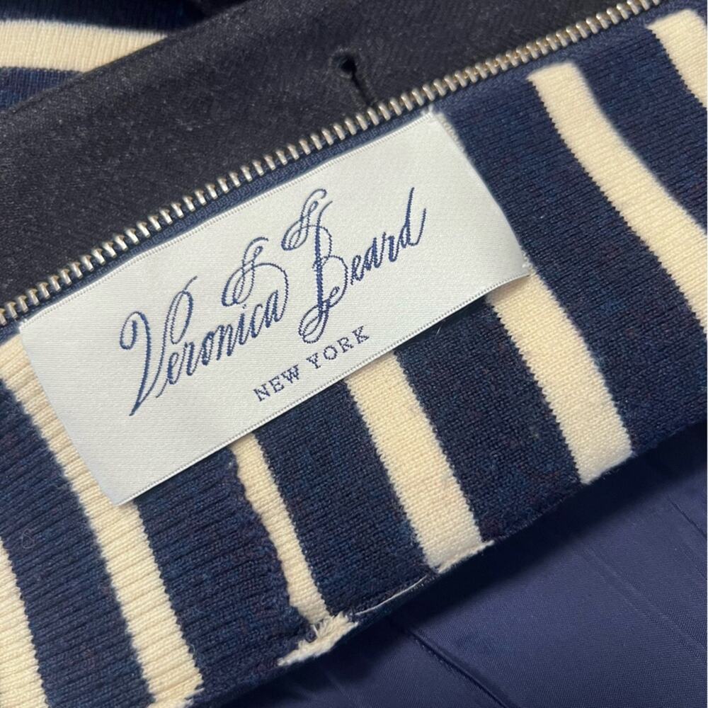 Veronica Beard Dickey Wool Blazer with Striped Insert Tailored Jacket Sz L/8 - Picture 11 of 14